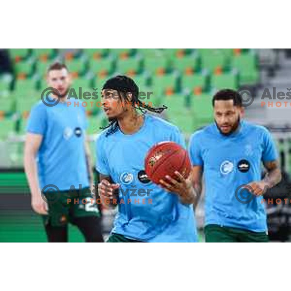 Devin Robinson during warm-up prior to BKT EuroCup 2024/2025 basketball match between Cedevita Olimpija and Veolia Towers Hamburg in SRC Stozice, Ljubljana, Slovenia on November 28, 2024