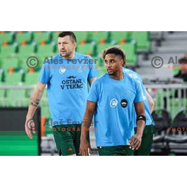 Brynton Lemar during warm-up prior to BKT EuroCup 2024/2025 basketball match between Cedevita Olimpija and Veolia Towers Hamburg in SRC Stozice, Ljubljana, Slovenia on November 28, 2024