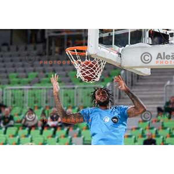 DJ Stewart during warm-up prior to BKT EuroCup 2024/2025 basketball match between Cedevita Olimpija and Veolia Towers Hamburg in SRC Stozice, Ljubljana, Slovenia on November 28, 2024