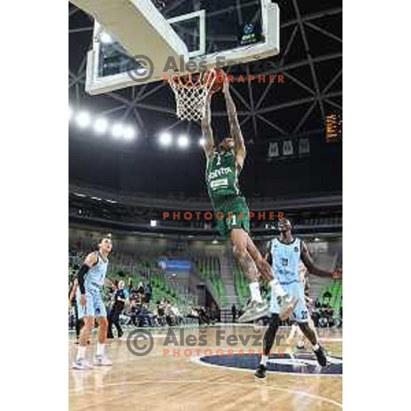 Devin Robinson in action during BKT EuroCup 2024/2025 basketball match between Cedevita Olimpija and Veolia Towers Hamburg in SRC Stozice, Ljubljana, Slovenia on November 28, 2024