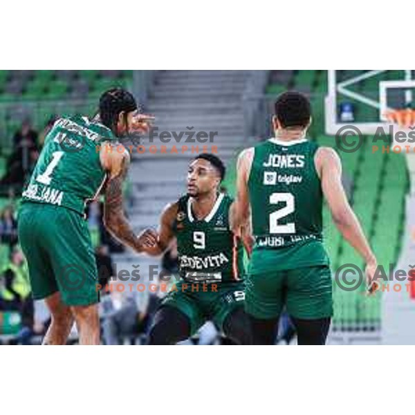 Brynton Lemar in action during BKT EuroCup 2024/2025 basketball match between Cedevita Olimpija and Veolia Towers Hamburg in SRC Stozice, Ljubljana, Slovenia on November 28, 2024