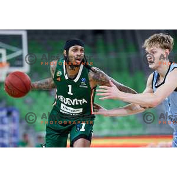 Devin Robinson of Cedevita Olimpija in action during BKT EuroCup 2024/2025 basketball match between Cedevita Olimpija and Veolia Towers Hamburg in Ljubljana, Slovenia on November 28, 2024. Photo: Filip Barbalic