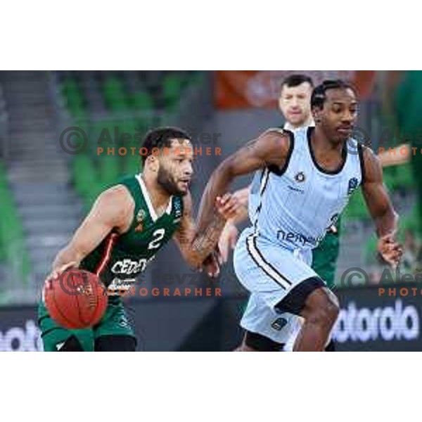 Devante Jones of Cedevita Olimpija in action during BKT EuroCup 2024/2025 basketball match between Cedevita Olimpija and Veolia Towers Hamburg in Ljubljana, Slovenia on November 28, 2024. Photo: Filip Barbalic