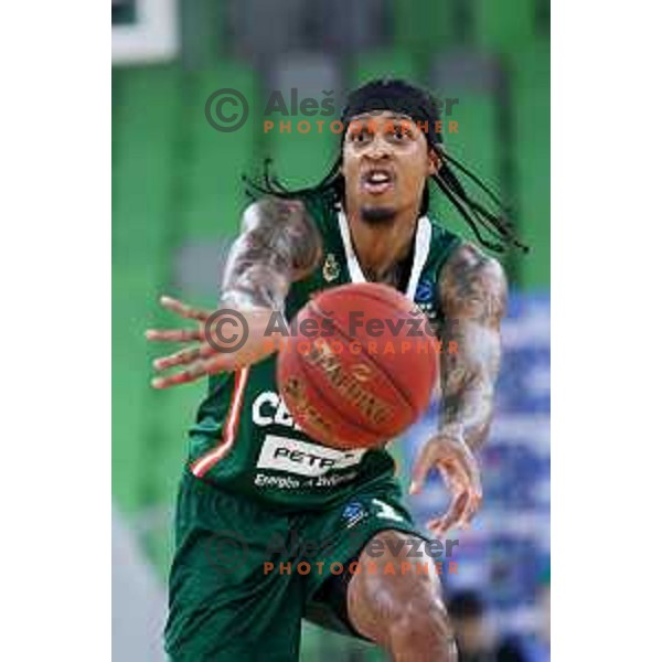 Devin Robinson of Cedevita Olimpija in action during BKT EuroCup 2024/2025 basketball match between Cedevita Olimpija and Veolia Towers Hamburg in Ljubljana, Slovenia on November 28, 2024. Photo: Filip Barbalic
