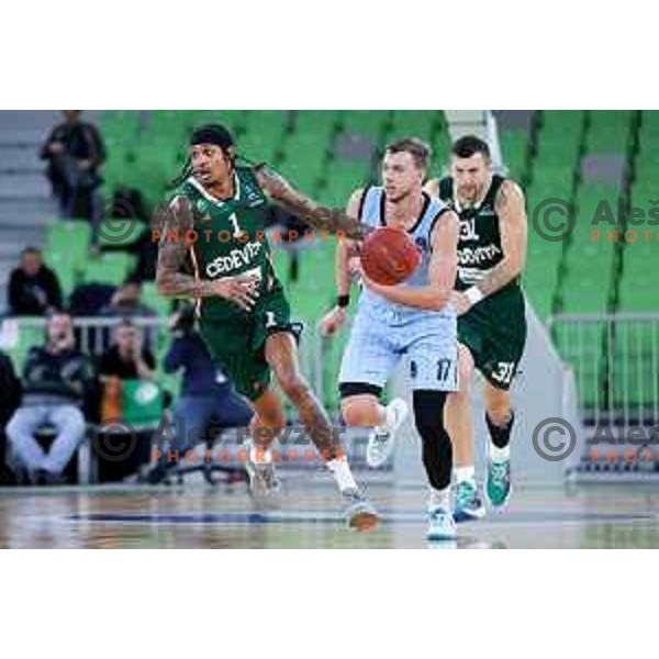 Devin Robinson of Cedevita Olimpija in action during BKT EuroCup 2024/2025 basketball match between Cedevita Olimpija and Veolia Towers Hamburg in Ljubljana, Slovenia on November 28, 2024. Photo: Filip Barbalic