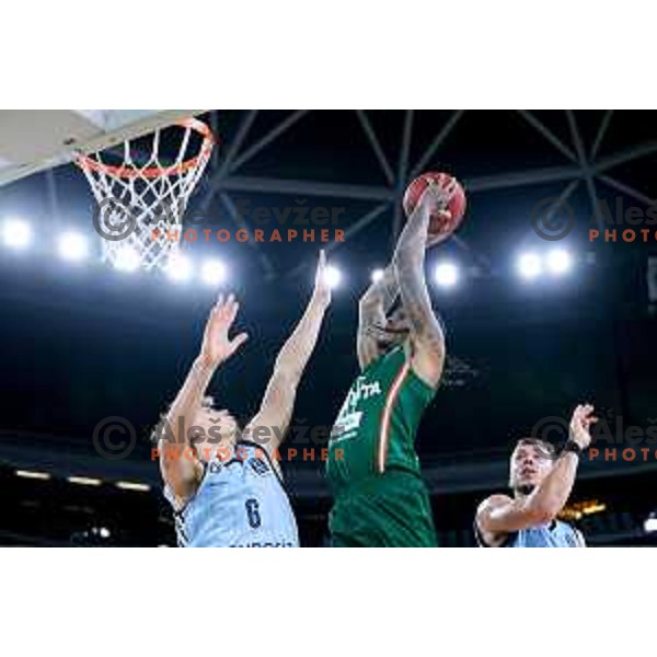 Devin Robinson of Cedevita Olimpija in action during BKT EuroCup 2024/2025 basketball match between Cedevita Olimpija and Veolia Towers Hamburg in Ljubljana, Slovenia on November 28, 2024. Photo: Filip Barbalic