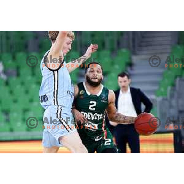 Devonte Jones of Cedevita Olimpija in action during BKT EuroCup 2024/2025 basketball match between Cedevita Olimpija and Veolia Towers Hamburg in Ljubljana, Slovenia on November 28, 2024. Photo: Filip Barbalic