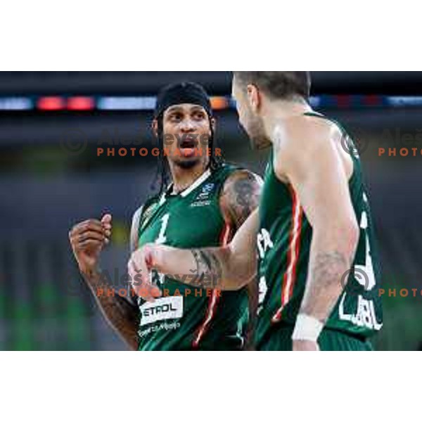 Devin Robinson of Cedevita Olimpija in action during BKT EuroCup 2024/2025 basketball match between Cedevita Olimpija and Veolia Towers Hamburg in Ljubljana, Slovenia on November 28, 2024. Photo: Filip Barbalic