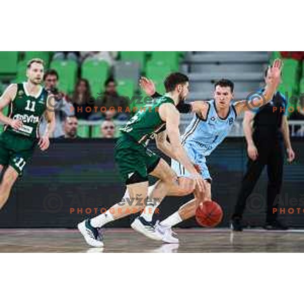 in action during BKT EuroCup 2024/2025 basketball match between Cedevita Olimpija and Veolia Towers Hamburg in SRC Stozice, Ljubljana, Slovenia on November 28, 2024