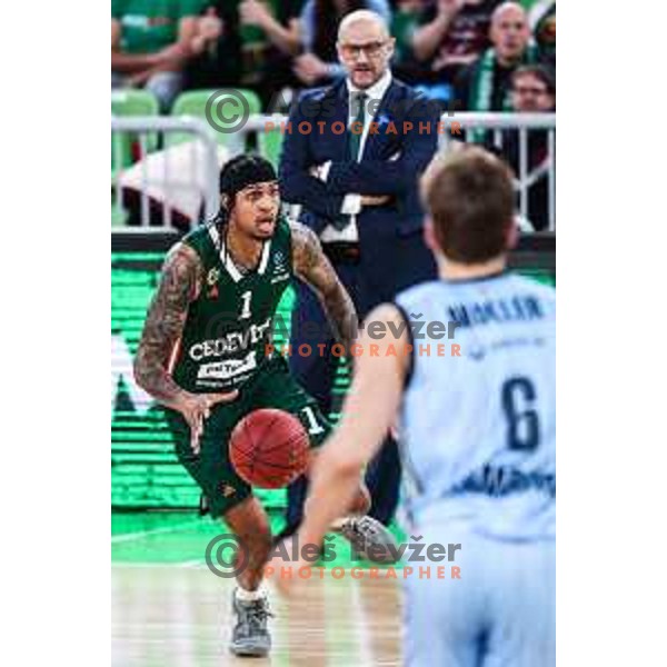 Devin Robinson in action during BKT EuroCup 2024/2025 basketball match between Cedevita Olimpija and Veolia Towers Hamburg in SRC Stozice, Ljubljana, Slovenia on November 28, 2024