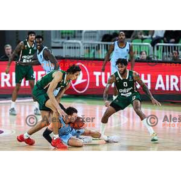 in action during BKT EuroCup 2024/2025 basketball match between Cedevita Olimpija and Veolia Towers Hamburg in SRC Stozice, Ljubljana, Slovenia on November 28, 2024