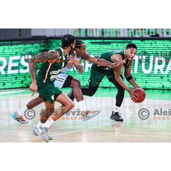 Brynton Lemar in action during BKT EuroCup 2024/2025 basketball match between Cedevita Olimpija and Veolia Towers Hamburg in SRC Stozice, Ljubljana, Slovenia on November 28, 2024