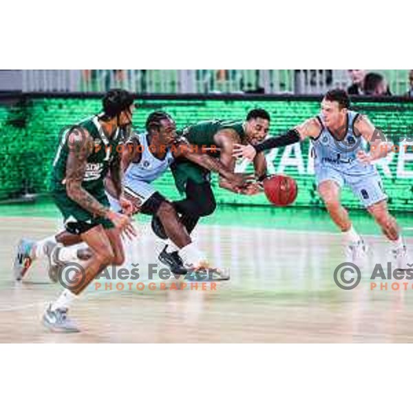 Brynton Lemar in action during BKT EuroCup 2024/2025 basketball match between Cedevita Olimpija and Veolia Towers Hamburg in SRC Stozice, Ljubljana, Slovenia on November 28, 2024