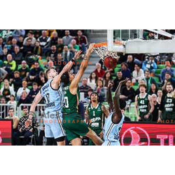 in action during BKT EuroCup 2024/2025 basketball match between Cedevita Olimpija and Veolia Towers Hamburg in SRC Stozice, Ljubljana, Slovenia on November 28, 2024