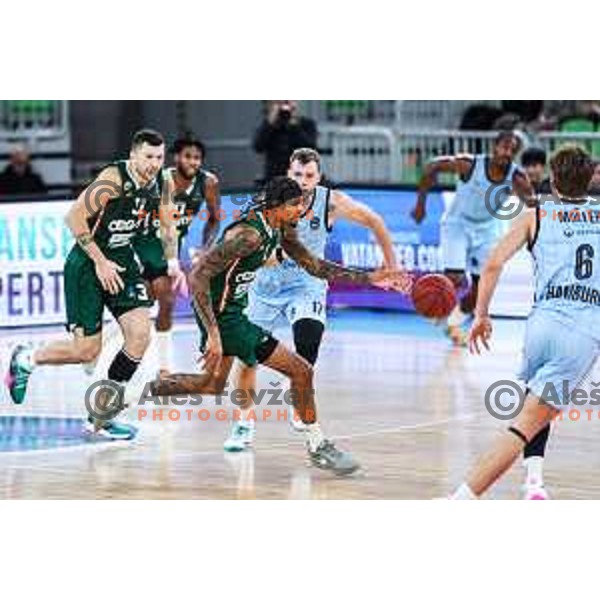 in action during BKT EuroCup 2024/2025 basketball match between Cedevita Olimpija and Veolia Towers Hamburg in SRC Stozice, Ljubljana, Slovenia on November 28, 2024