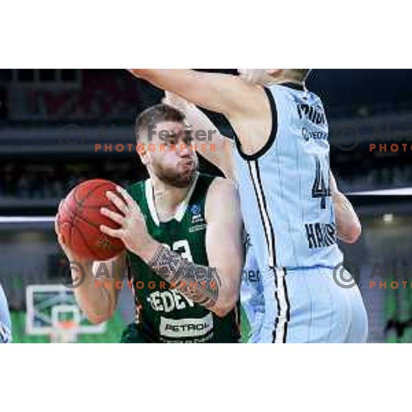 Martinas Geben of Cedevita Olimpija in action during BKT EuroCup 2024/2025 basketball match between Cedevita Olimpija and Veolia Towers Hamburg in Ljubljana, Slovenia on November 28, 2024. Photo: Filip Barbalic