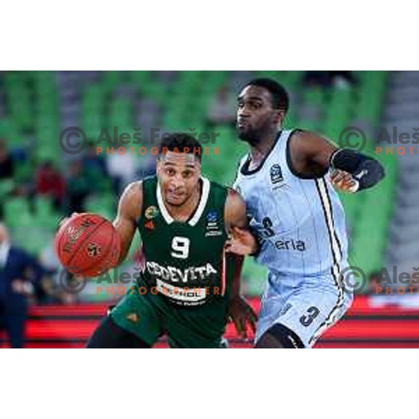 Brynton Lemar of Cedevita Olimpija in action during BKT EuroCup 2024/2025 basketball match between Cedevita Olimpija and Veolia Towers Hamburg in Ljubljana, Slovenia on November 28, 2024. Photo: Filip Barbalic