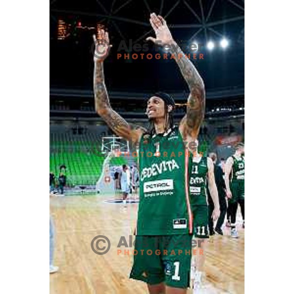 Devin Robinson of Cedevita Olimpija after BKT EuroCup 2024/2025 basketball match between Cedevita Olimpija and Veolia Towers Hamburg in Ljubljana, Slovenia on November 28, 2024. Photo: Filip Barbalic