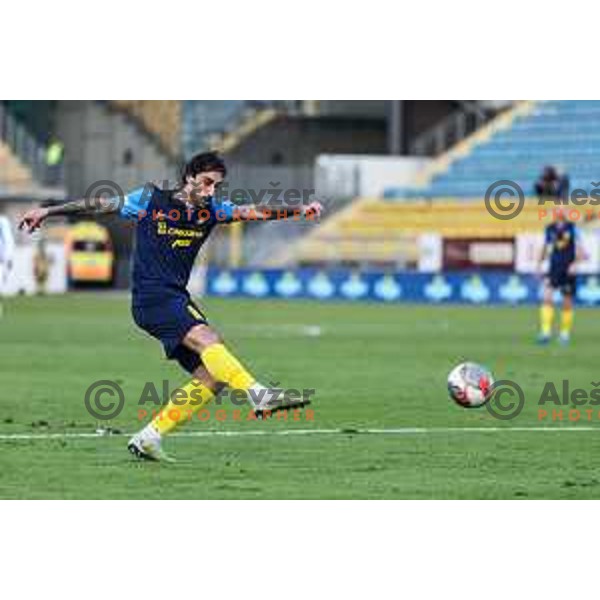in action during Prva liga Telemach 2024/2025 football match between Celje and Domzale in Celje, Slovenia on December 7, 2024