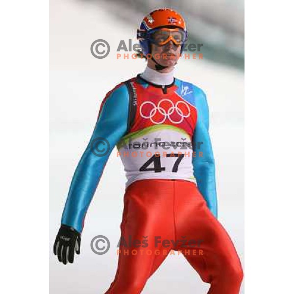 Roar Ljoekelseoy (NOR) at 120 m individual ski jumping event in Pragelato at Torino 2006 Winter Olympic games, Italy on February 18, 2006