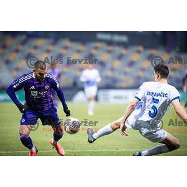 in action during Prva liga Telemach football match between Maribor and Nafta 1903 in Ljudski vrt, Maribor, Slovenia on December 8, 2024. Photo: Jure Banfi