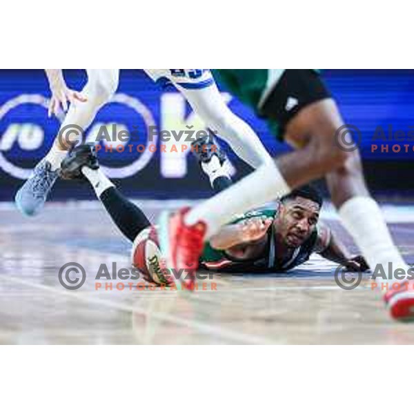 Brynton Lemar in action during ABA League 2024/2025 basketball match between Cedevita Olimpija and Spartak Office Shoes in Ljubljana, Slovenia on December 8, 2024