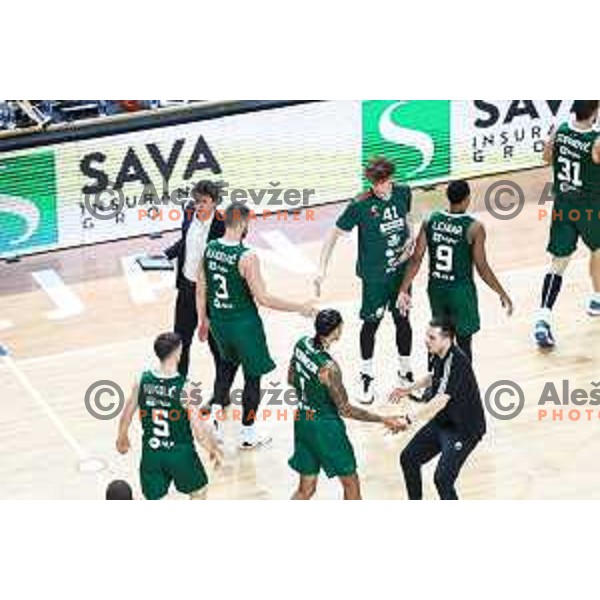in action during ABA League 2024/2025 basketball match between Cedevita Olimpija and Spartak Office Shoes in Ljubljana, Slovenia on December 8, 2024