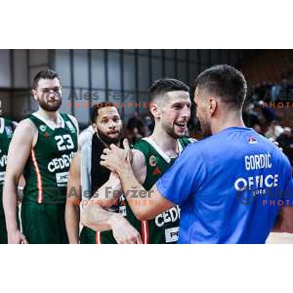 Aleksej Nikolic in action during ABA League 2024/2025 basketball match between Cedevita Olimpija and Spartak Office Shoes in Ljubljana, Slovenia on December 8, 2024