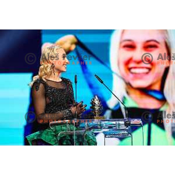 Janja Garnbret, double Olympic gold medalist in sports climbing, at Slovenian Sportsman of the Year 2024 in Ljubljana on December 10, 2024