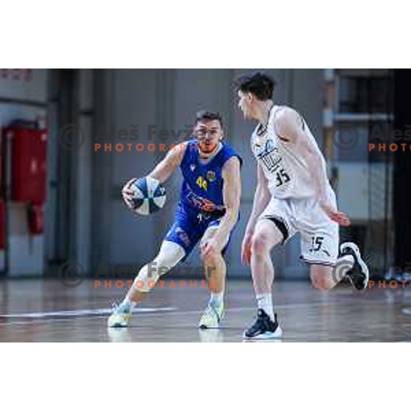 In action during OTP Bank League 2024/2025 basketball match between Ilirija and Sencur in Ljubljana, Slovenia on December 14, 2024