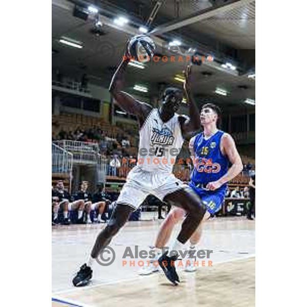 In action during OTP Bank League 2024/2025 basketball match between Ilirija and Sencur in Ljubljana, Slovenia on December 14, 2024