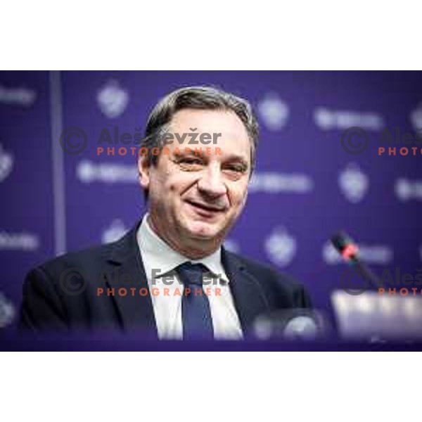 Gvido Jemensek during NK Maribor and OTP Banka new contract signing in Ljudski vrt, Maribor, Slovenia on December 16, 2024. Photo: Jure Banfi
