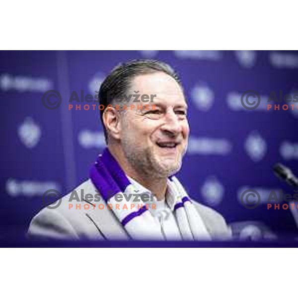 John Denhof during NK Maribor and OTP Banka new contract signing in Ljudski vrt, Maribor, Slovenia on December 16, 2024. Photo: Jure Banfi