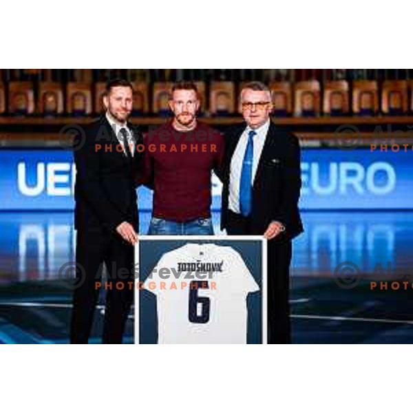 Denis Totoskovic of Slovenia with his retired jersey during UEFA Futsal Euro Qualifiers match between Slovenia and Hungary in Tivoli Hall, Ljubljana, Slovenia on December 18, 2024