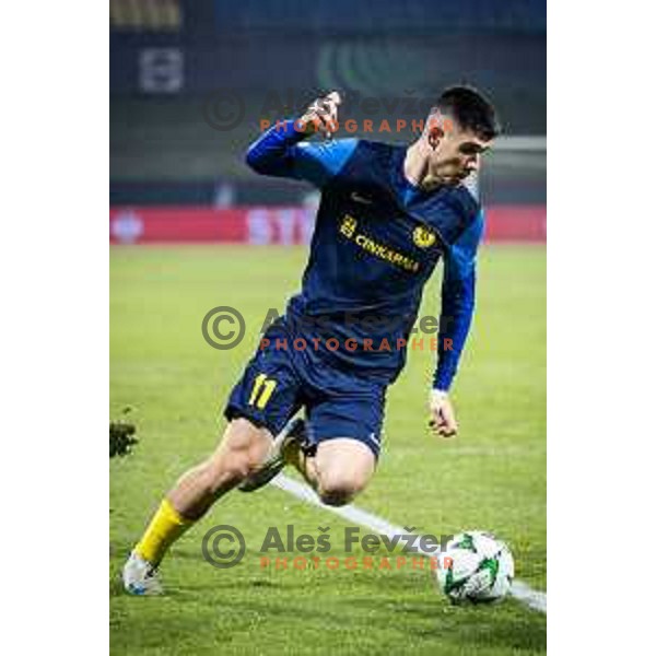 Svit Seslar in action during UEFA Conference League football match between NK Celje and The New Saints in Stadion z’dezele, Celje, Slovenia on December 19, 2024. Photo: Jure Banfi