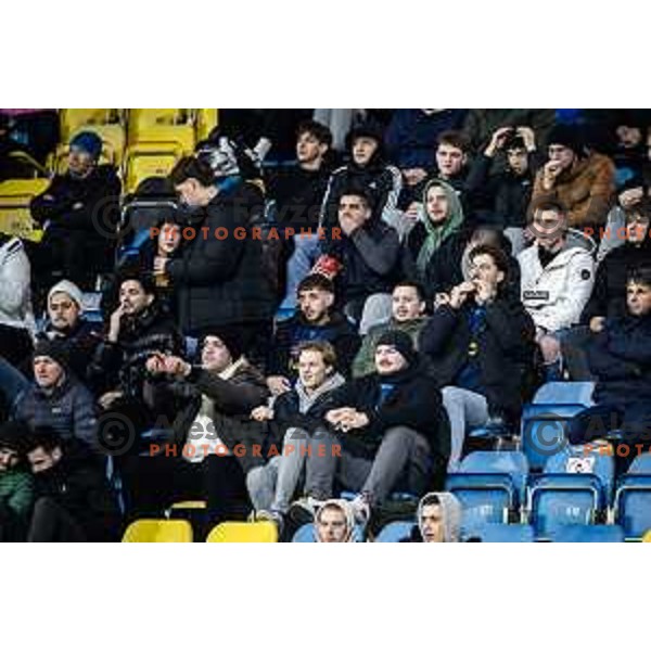 Fans of Celje in action during UEFA Conference League football match between NK Celje and The New Saints in Stadion z’dezele, Celje, Slovenia on December 19, 2024. Photo: Jure Banfi