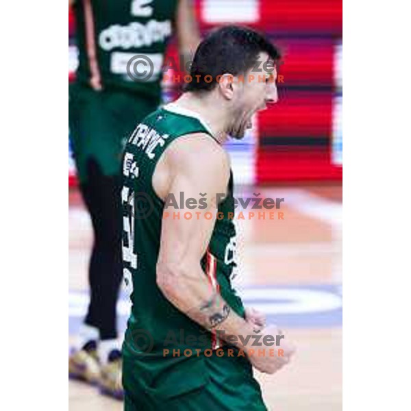 Andrija Stipanovic of Cedevita Olimpija in action during ABA League 2024/2025 basketball match between Cedevita Olimpija and SC Derby in Hala Tivoli, Ljubljana, Slovenia on December 21, 2024. Photo: Filip Barbalic