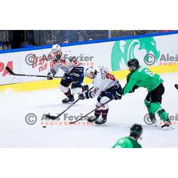 Istvan Terbocs of Hydro Fehervar AV19 in action during IceHL hockey match between SZ Olimpija and Hydro Fehervar AV19 in Ljubljana, Slovenia on Decemeber 22, 2024. Photo: Filip Barbalic
