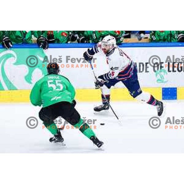 Bence Stipsicz of Hydro Fehervar AV19 in action during IceHL hockey match between SZ Olimpija and Hydro Fehervar AV19 in Ljubljana, Slovenia on Decemeber 22, 2024. Photo: Filip Barbalic