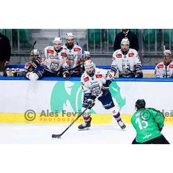 Chris Brown of Hydro Fehervar AV19 in action during IceHL hockey match between SZ Olimpija and Hydro Fehervar AV19 in Ljubljana, Slovenia on Decemeber 22, 2024. Photo: Filip Barbalic