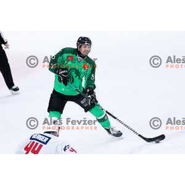 Blaz Gregorc of SZ Olimpija in action during IceHL hockey match between SZ Olimpija and Hydro Fehervar AV19 in Ljubljana, Slovenia on Decemeber 22, 2024. Photo: Filip Barbalic