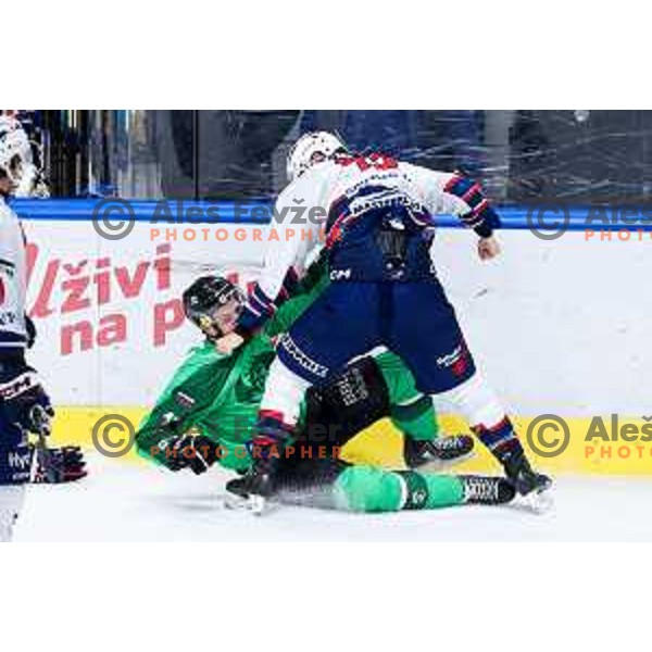 in action during IceHL hockey match between SZ Olimpija and Hydro Fehervar AV19 in Ljubljana, Slovenia on Decemeber 22, 2024. Photo: Filip Barbalic