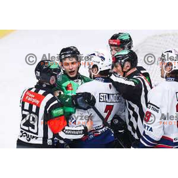 Marcel Mahkovec of SZ Olimpija in action during IceHL hockey match between SZ Olimpija and Hydro Fehervar AV19 in Ljubljana, Slovenia on Decemeber 22, 2024. Photo: Filip Barbalic