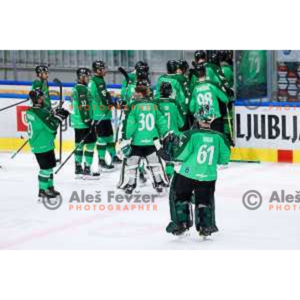 Lukas Horak of SZ Olimpija after IceHL hockey match between SZ Olimpija and Hydro Fehervar AV19 in Ljubljana, Slovenia on Decemeber 22, 2024. Photo: Filip Barbalic
