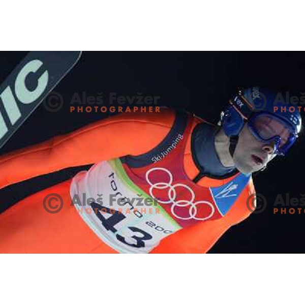 Matti Hautameki (FIN) at 120 m individual ski jumping event in Pragelato at Torino 2006 Winter Olympic games, Italy on February 18, 2006