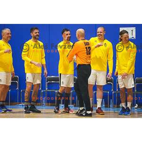 during “Night of handball stars” farewell match of Barbara Lazovic and Gorazd Skof in Brezice, Slovenia on December 28, 2024