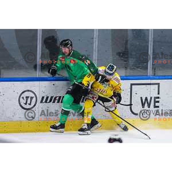 in action during IceHL match between SZ Olimpija and Vienna Capitals in Ljubljana, Slovenia on December 30, 2024