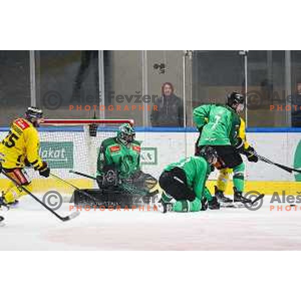 Lukas Horak in action during IceHL match between SZ Olimpija and Vienna Capitals in Ljubljana, Slovenia on December 30, 2024