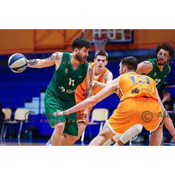 Tayler Persons in action during OTP Bank League 2024/2025 basketball match between Kansai Helios and Krka in Domzale, Slovenia on January 2, 2025