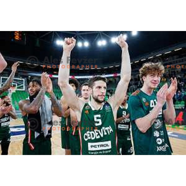 Aleksej Nikolic in action during ABA League 2024/2025 basketball match between Cedevita Olimpija and Krka in Ljubljana, Slovenia on January 5, 2025